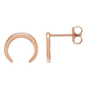 10mm x 9mm (3/8 Inch) 14k Rose Gold Small Crescent Post Earrings